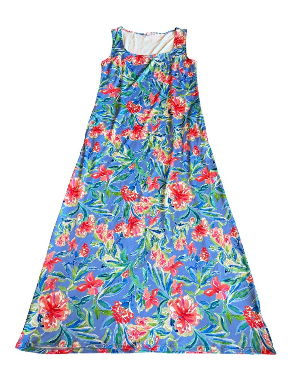 Stella Parker Sleeveless Bold Dress Shift Fit Flowy Stretchy Maxi Colorful Large